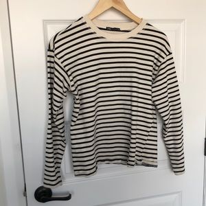Cream and black striped long sleeve top